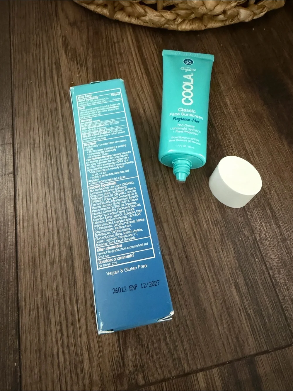 COOLA Organic Classic Face Sunscreen SPF 50, Fragrance Free 1.7 fl oz Exp 12/27